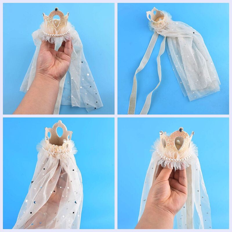 Mājas kaķis kāzas princese kronis Kāzu plīvurs kaķis suns līgavas vizulis mežģīnes pērles galvassegas suns kāzu ballītes matu aksesuāri