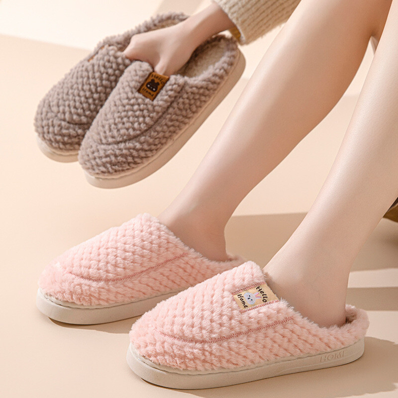 Plüss pamut papucs férfiaknak és nőknek 2024 új őszi-téli beltéri otthoni puha és kényelmes papucs vastag talppal, könnyű és meleg