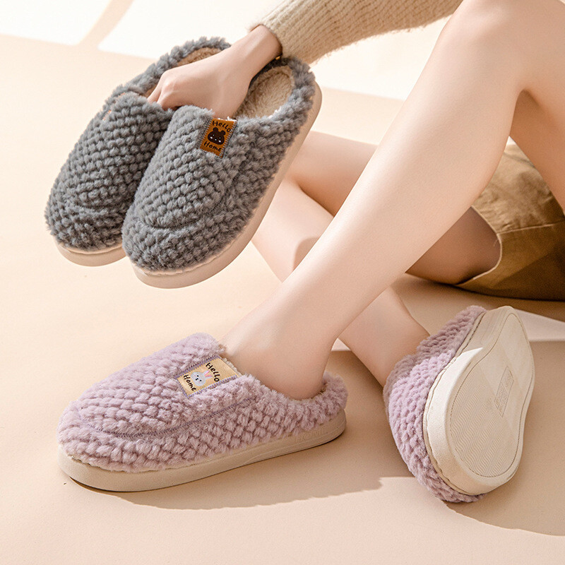 Plüss pamut papucs férfiaknak és nőknek 2024 új őszi-téli beltéri otthoni puha és kényelmes papucs vastag talppal, könnyű és meleg