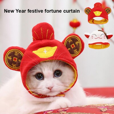 New Funny Pet Dog Cat Cap Costume Warm Rabbit Hat Chinese New Year Party Christmas Cosplay Accessories Photo Props Headwear