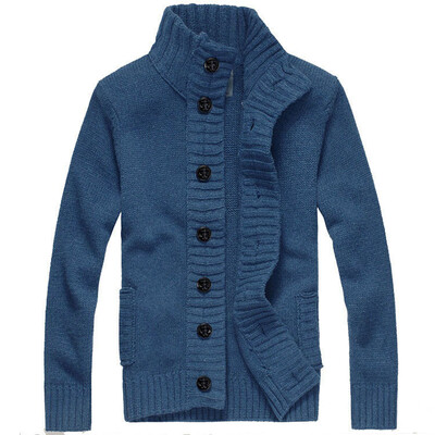 Jauns rudens priekšpuses pogas džemperis ar apkaklīti vīriešiem Mētelis Ziemas silts trikotāža Apģērbs pull homme Vīriešu džemperis MY271