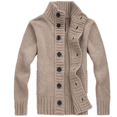 Jauns rudens priekšpuses pogas džemperis ar apkaklīti vīriešiem Mētelis Ziemas silts trikotāža Apģērbs pull homme Vīriešu džemperis MY271