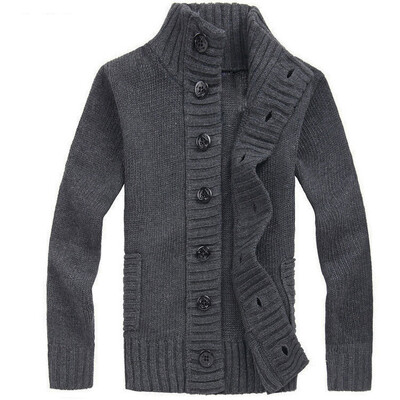 Jauns rudens priekšpuses pogas džemperis ar apkaklīti vīriešiem Mētelis Ziemas silts trikotāža Apģērbs pull homme Vīriešu džemperis MY271