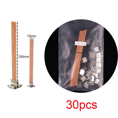 30 tk. Puidust küünlatahtid küünlavalmistamise komplekt, klambrialusega, suitsuvaba puitsüdamik isetegemise küünlapurkide valmistamise tööriistade jaoks