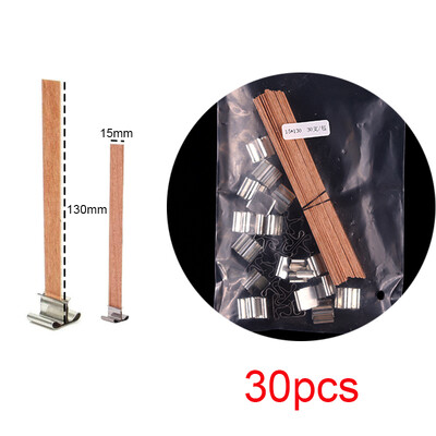 30 tk. Puidust küünlatahtid küünlavalmistamise komplekt, klambrialusega, suitsuvaba puitsüdamik isetegemise küünlapurkide valmistamise tööriistade jaoks