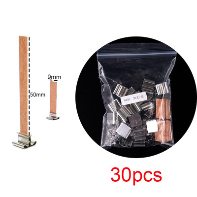 30 tk. Puidust küünlatahtid küünlavalmistamise komplekt, klambrialusega, suitsuvaba puitsüdamik isetegemise küünlapurkide valmistamise tööriistade jaoks