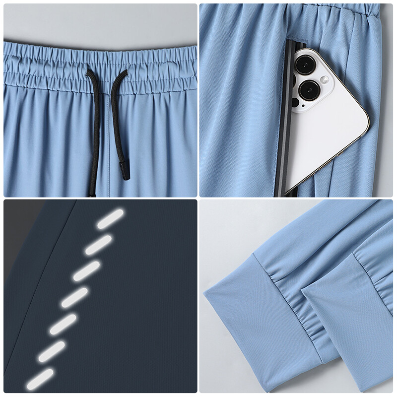 Pantaloni respirabili pentru antrenament de atletism la maraton pentru bărbați Pantaloni subțiri largi pentru bărbați cu buzunare Îmbrăcăminte pentru exerciții de gimnastică Legging elastic