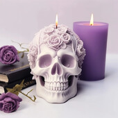 Zackoo Halloween 3D Flower Skull Silikona sveču veidnes rožu aromātam DIY sveču izgatavošanai mājas dekorēšanai roku ziepju pagatavošanas rīks