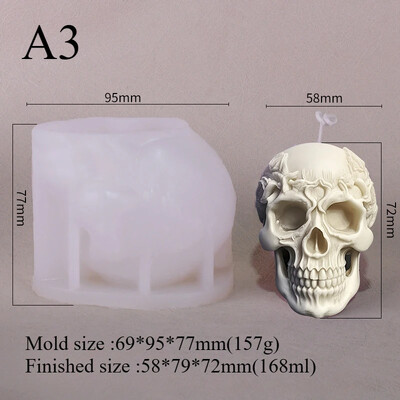 Zackoo Halloween 3D Flower Skull Silikona sveču veidnes rožu aromātam DIY sveču izgatavošanai mājas dekorēšanai roku ziepju pagatavošanas rīks