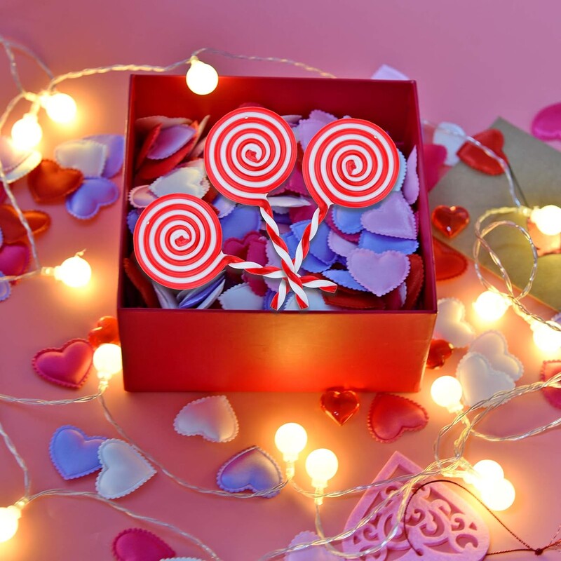 6-dijelni božićni ukras od lizalica Ukras za božićno drvce Bijeli i crveni božićni ukrasi za Valentinovo