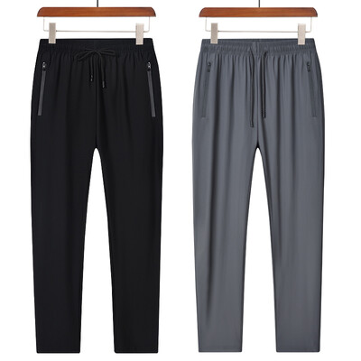 Jaunas ērtas Ice Silk vīriešu sporta bikses Elpojošas, sviedrus absorbējošas Ātri žūstošas āra ērtas skriešanas bikses