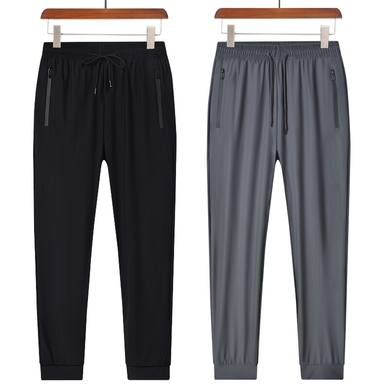 Jaunas ērtas Ice Silk vīriešu sporta bikses Elpojošas, sviedrus absorbējošas Ātri žūstošas āra ērtas skriešanas bikses