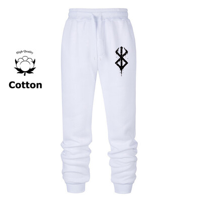 Kényelmes, kényelmes pamutkeverék férfi melegítőnadrágok Sportos futóedzés Kocogók Stílusos Berserk Print Pants nadrág zsebekkel