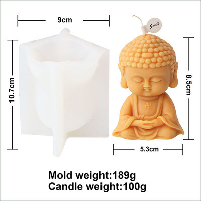 Drăguț de desene animate Buddha Lumânare Mucegai din silicon 3D Se roagă Statuia lui Buddha Tencuială Lumânare Rașină Matriță Decor religios Artizanat Cadouri