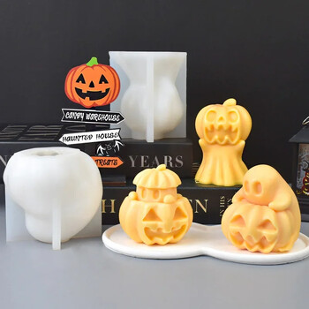 DIY Pumpkin Skull Skull Ghost Candle Mould σιλικόνης 3D Skull Pumpkin Doll Crafts Γύψο ρητίνη σκυρόδεμα σαπούνι Κερί Καλούπι δώρο απόκριες