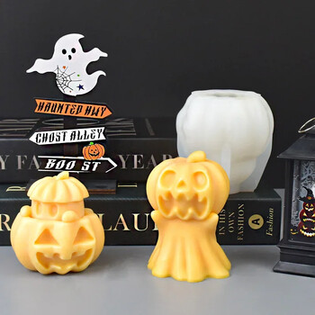 DIY Pumpkin Skull Skull Ghost Candle Mould σιλικόνης 3D Skull Pumpkin Doll Crafts Γύψο ρητίνη σκυρόδεμα σαπούνι Κερί Καλούπι δώρο απόκριες