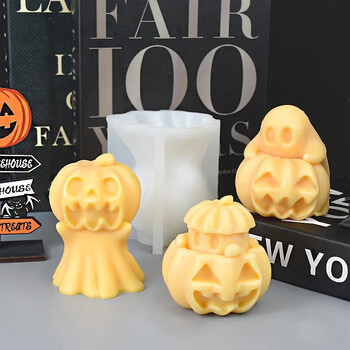 DIY Pumpkin Skull Skull Ghost Candle Mould σιλικόνης 3D Skull Pumpkin Doll Crafts Γύψο ρητίνη σκυρόδεμα σαπούνι Κερί Καλούπι δώρο απόκριες