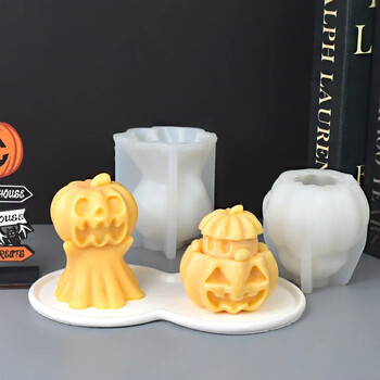 DIY Pumpkin Skull Skull Ghost Candle Mould σιλικόνης 3D Skull Pumpkin Doll Crafts Γύψο ρητίνη σκυρόδεμα σαπούνι Κερί Καλούπι δώρο απόκριες