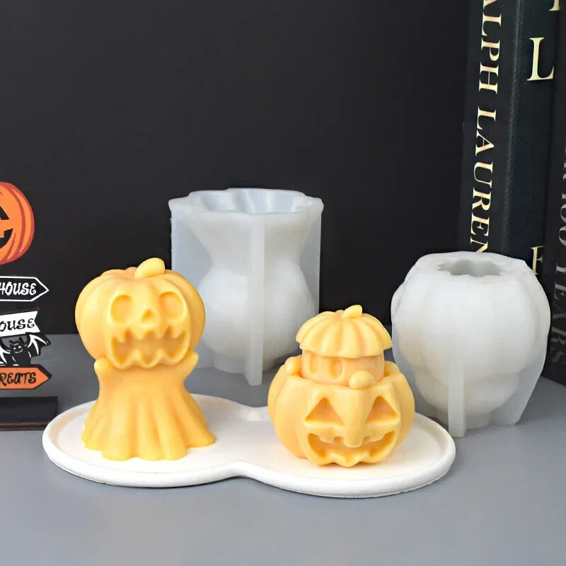 DIY dovleac craniu fantomă lumânare mucegai silicon 3D craniu dovleac păpușă artizanat ipsos rășină beton săpun lumânare mucegai cadou de Halloween
