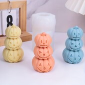 3D ķirbju silikona veidne sveču izgatavošanai spocīga Helovīna aromāta sveces silikona veidne DIY amatniecības ģipša ķirbju formas veidne