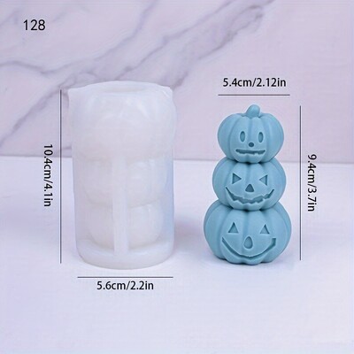 3D ķirbju silikona veidne sveču izgatavošanai spocīga Helovīna aromāta sveces silikona veidne DIY amatniecības ģipša ķirbju formas veidne