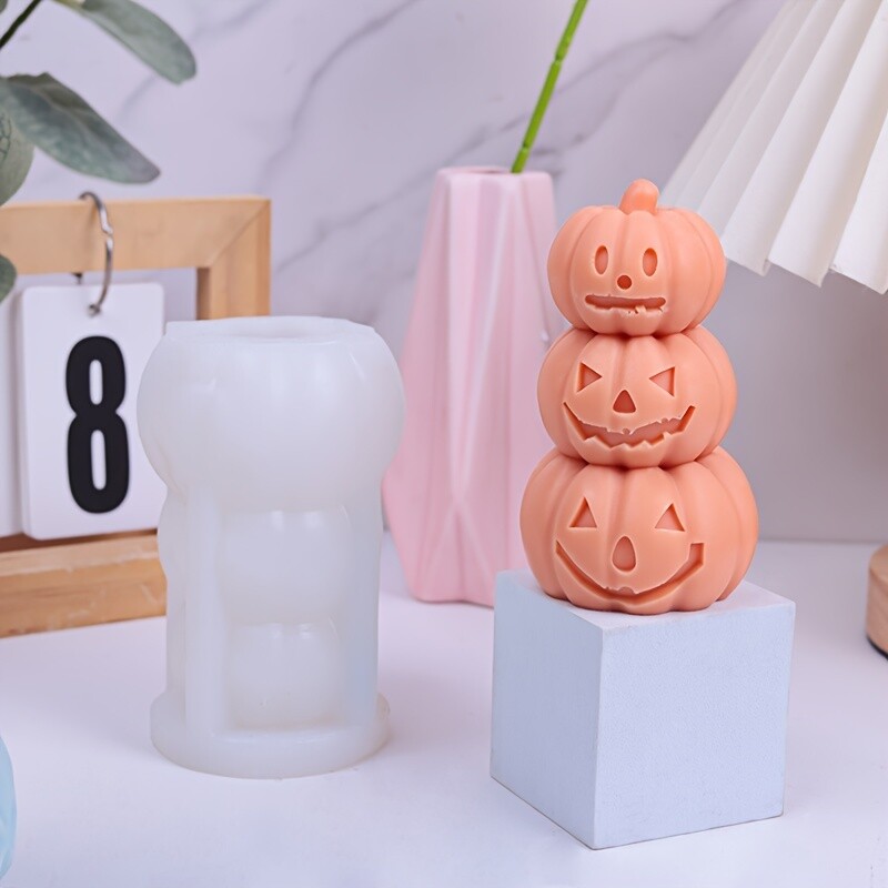 3D ķirbju silikona veidne sveču izgatavošanai spocīga Helovīna aromāta sveces silikona veidne DIY amatniecības ģipša ķirbju formas veidne