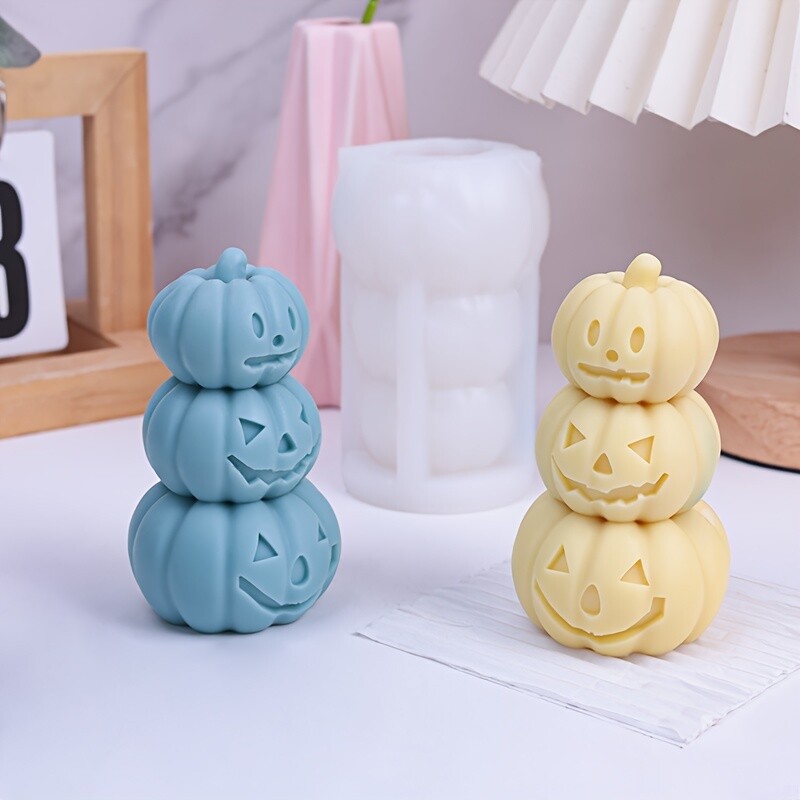 3D ķirbju silikona veidne sveču izgatavošanai spocīga Helovīna aromāta sveces silikona veidne DIY amatniecības ģipša ķirbju formas veidne