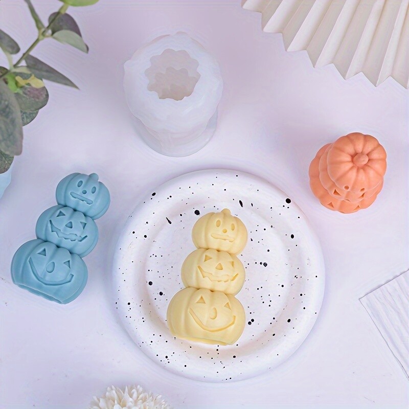 3D ķirbju silikona veidne sveču izgatavošanai spocīga Helovīna aromāta sveces silikona veidne DIY amatniecības ģipša ķirbju formas veidne