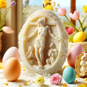 Zackoo 3D Easter Angel Scented Candle Mold σιλικόνης DIY Resurrection Egg Diffuser Stone Στολίδι Καλούπια κεριών για την κατασκευή κεριών