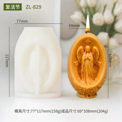 Zackoo 3D Easter Angel Scented Candle Mold σιλικόνης DIY Resurrection Egg Diffuser Stone Στολίδι Καλούπια κεριών για την κατασκευή κεριών