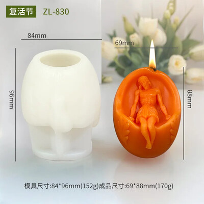 Zackoo 3D Easter Angel Scented Candle Mold σιλικόνης DIY Resurrection Egg Diffuser Stone Στολίδι Καλούπια κεριών για την κατασκευή κεριών