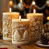 Ziemassvētku smaržojoša sveču silikona veidne Ziemassvētku eglītes burtu cilindriska aromātiska augstas kvalitātes sveču rotājumu veidne