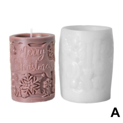 Ziemassvētku smaržojoša sveču silikona veidne Ziemassvētku eglītes burtu cilindriska aromātiska augstas kvalitātes sveču rotājumu veidne