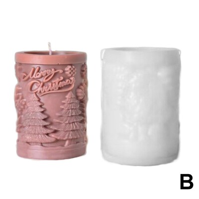 Ziemassvētku smaržojoša sveču silikona veidne Ziemassvētku eglītes burtu cilindriska aromātiska augstas kvalitātes sveču rotājumu veidne