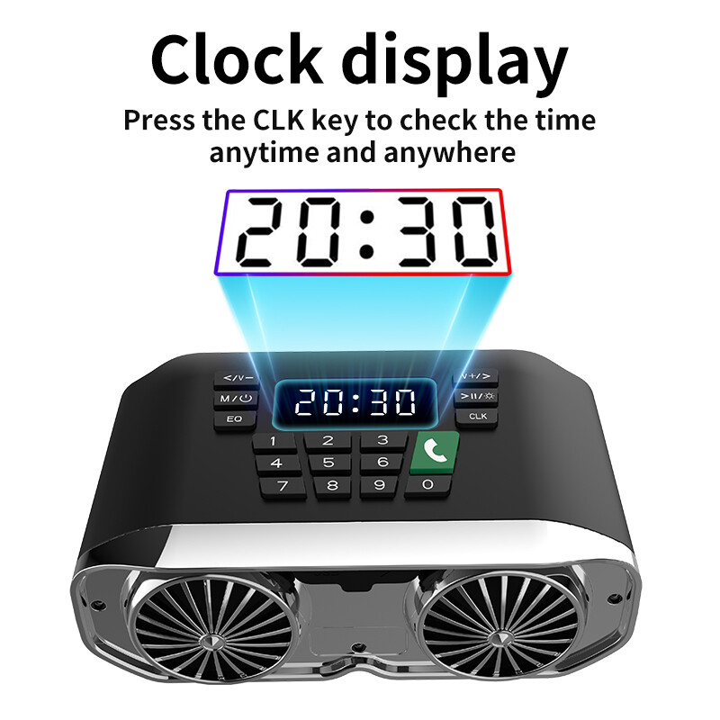 Daudzfunkcionāls motocikla bezvadu Bluetooth audio 2*15 W ar atmosfēras gaismām FM radio IP65 ūdensizturīgs atbalsta TF/U disks