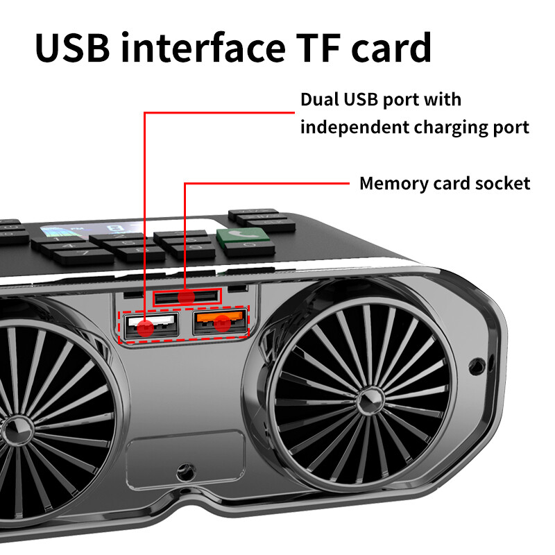 Daudzfunkcionāls motocikla bezvadu Bluetooth audio 2*15 W ar atmosfēras gaismām FM radio IP65 ūdensizturīgs atbalsta TF/U disks