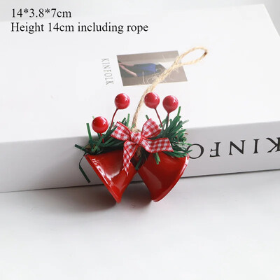 2BUC Decoratiuni de Crăciun Clopoței cu corn dublu Pandantiv pentru brad de Crăciun Accesorii de bricolaj realizate manual Pandantiv cu clopoței din metal