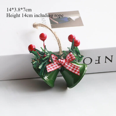 2BUC Decoratiuni de Crăciun Clopoței cu corn dublu Pandantiv pentru brad de Crăciun Accesorii de bricolaj realizate manual Pandantiv cu clopoței din metal