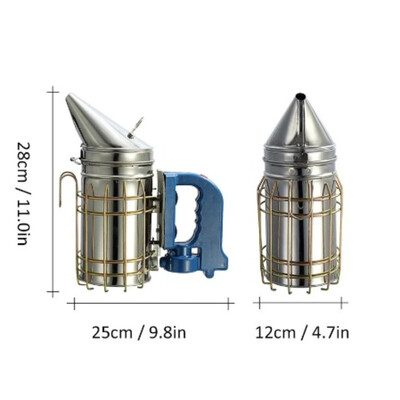 Afumător apicol din oțel inoxidabil Kit transmițător de fum manual de albine Instrument pentru apicultura Pulverizator de fum pentru apicultură MJ1013