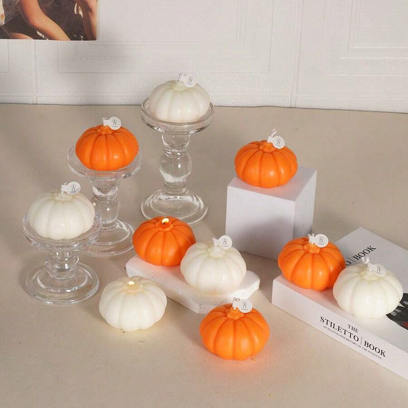 Halloween Galben și Alb Creativ Dovleac Aromaterapie Lumânări Pentru Sărbători Sărbători Decorare Acasă Recuzită Fotografie Cadou