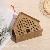 Koka eglīšu rotājumi, kafija, balta maza māja, vienkārši burti, eiropiešu, amerikāņu dekori