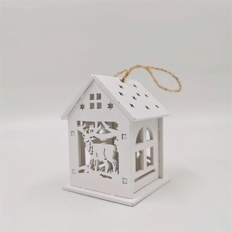 Koka eglīšu rotājumi, kafija, balta maza māja, vienkārši burti, eiropiešu, amerikāņu dekori