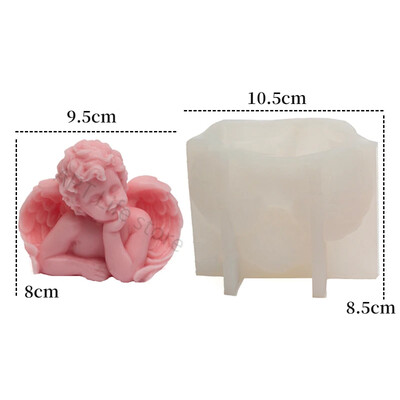 Mucegai de lumânare din silicon înger de dimensiuni mari, aripi drăguțe, sculptură pentru bebeluși, ipsos, rășină, săpun lucrat manual, kit de lumânări pentru decorare pentru birou