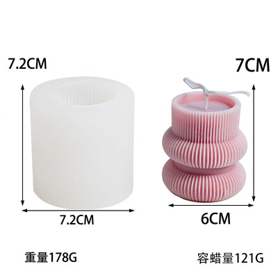 Τρισδιάστατος ριγέ κύλινδρος σιλικόνης καλούπι κεριών Diy χειροποίητο γεωμετρικό κερί Προμήθειες κατασκευής χειροτεχνίας Γύψος ρητίνης καλούπια σαπουνιού Δώρο για το σπίτι