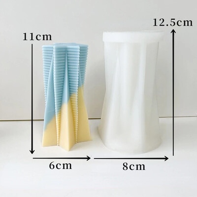 Τρισδιάστατος ριγέ κύλινδρος σιλικόνης καλούπι κεριών Diy χειροποίητο γεωμετρικό κερί Προμήθειες κατασκευής χειροτεχνίας Γύψος ρητίνης καλούπια σαπουνιού Δώρο για το σπίτι