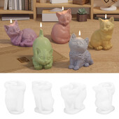 Desene animat 3D Lumânare pisică Picurare Pisicuță drăguță Lumânare pentru aromaterapie Mucegai din silicon DIY în formă de animal Mucegai de gips lucrat manual Jucărie Decor pentru acasă