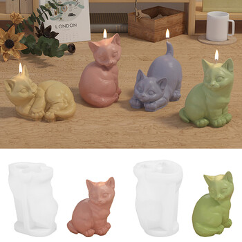 Γελοιογραφία 3D Cat Candle Drip Cute Kitten Aromatherapy Κερί Καλούπι σιλικόνης DIY Χειροποίητο Διακοσμητικό Παιχνιδιού Γύψου σε σχήμα Ζώου