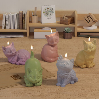 Γελοιογραφία 3D Cat Candle Drip Cute Kitten Aromatherapy Κερί Καλούπι σιλικόνης DIY Χειροποίητο Διακοσμητικό Παιχνιδιού Γύψου σε σχήμα Ζώου