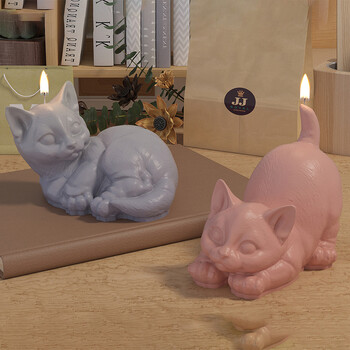 Γελοιογραφία 3D Cat Candle Drip Cute Kitten Aromatherapy Κερί Καλούπι σιλικόνης DIY Χειροποίητο Διακοσμητικό Παιχνιδιού Γύψου σε σχήμα Ζώου