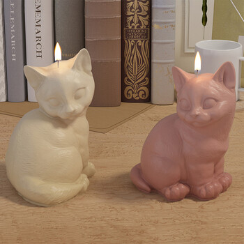 Γελοιογραφία 3D Cat Candle Drip Cute Kitten Aromatherapy Κερί Καλούπι σιλικόνης DIY Χειροποίητο Διακοσμητικό Παιχνιδιού Γύψου σε σχήμα Ζώου